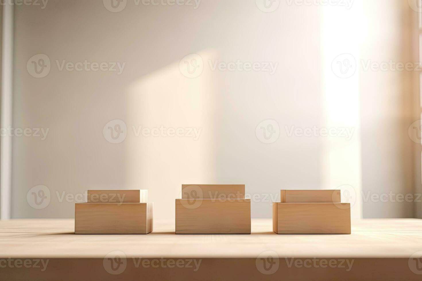 AI generated abstract geometric forms. podium for your design. photo