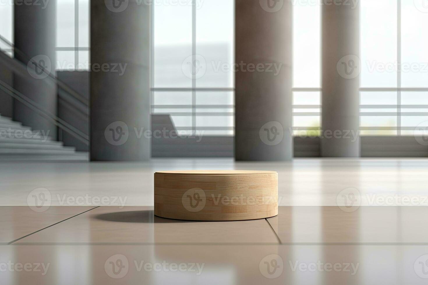 AI generated abstract geometric forms. podium for your design. photo