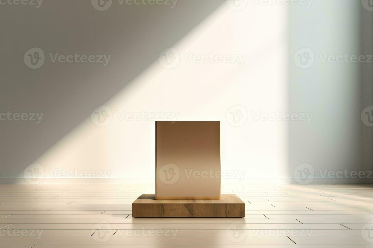 AI generated abstract geometric forms. podium for your design. photo