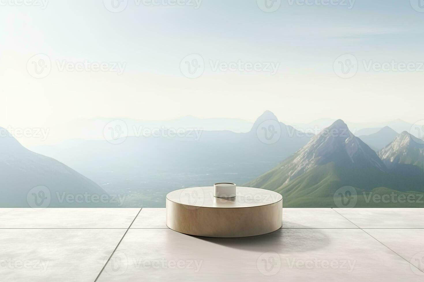 AI generated abstract geometric forms. podium for your design. photo