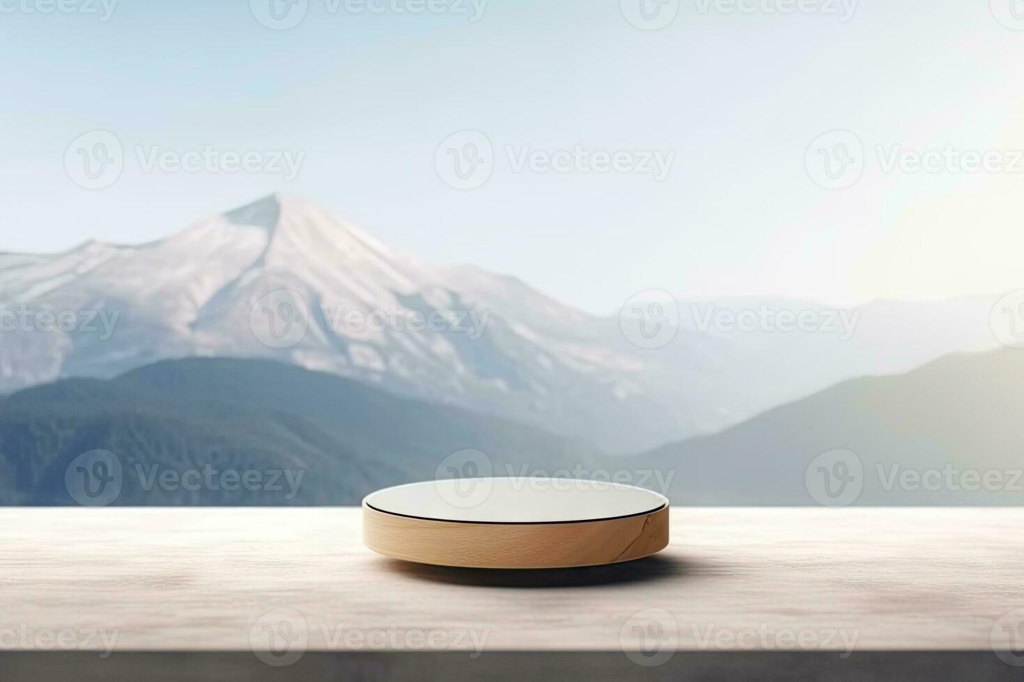 AI generated abstract geometric forms. podium for your design. photo