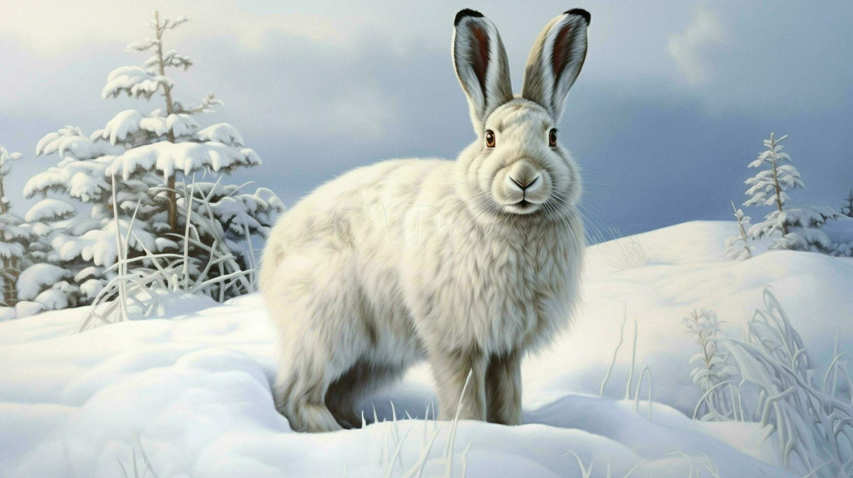 AI generated Snowshoe Hare natura animal wallpaper background photo