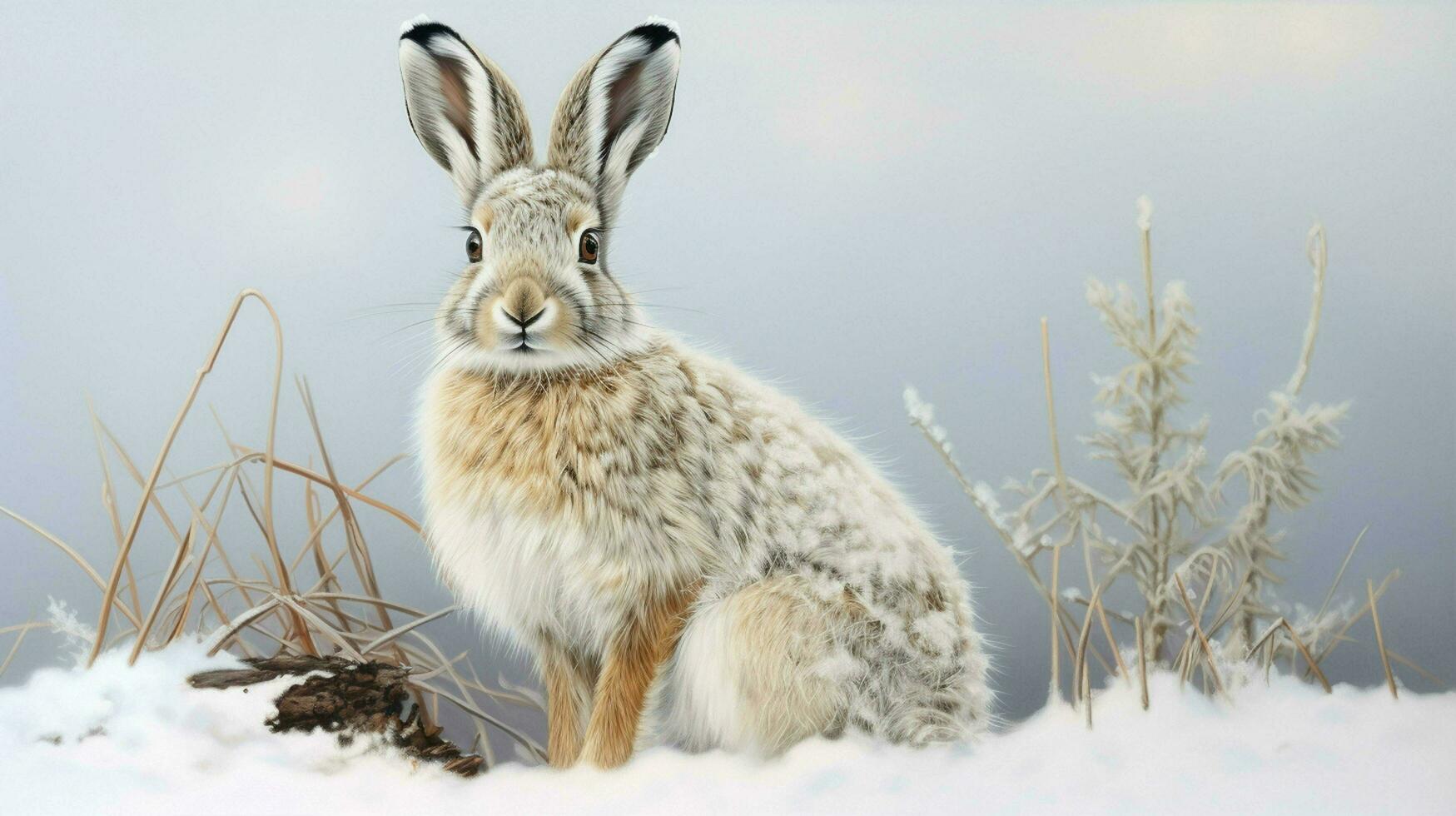 AI generated Snowshoe Hare natura animal wallpaper background photo