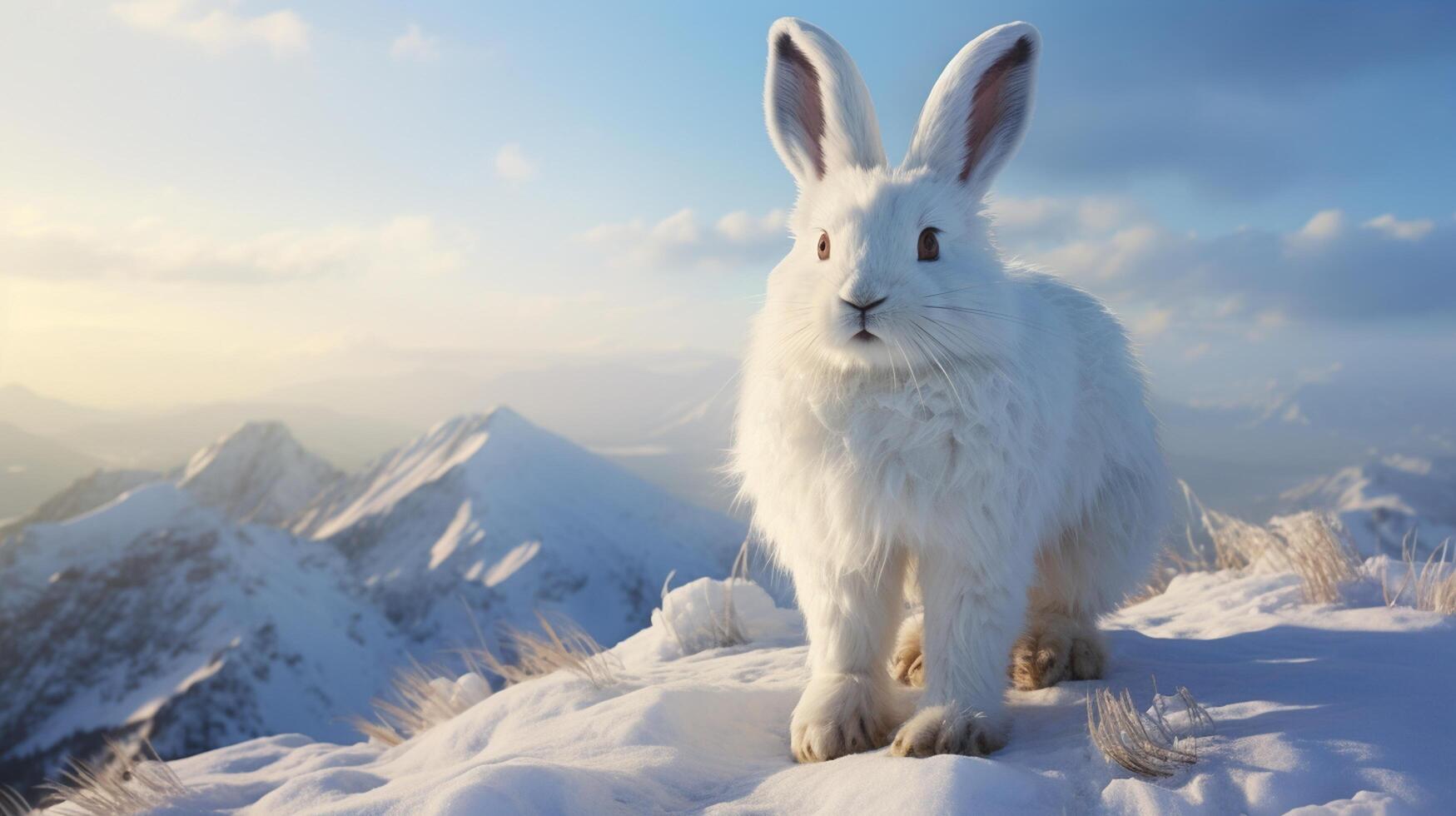 ai generado raqueta de nieve liebre natura animal fondo de pantalla antecedentes foto