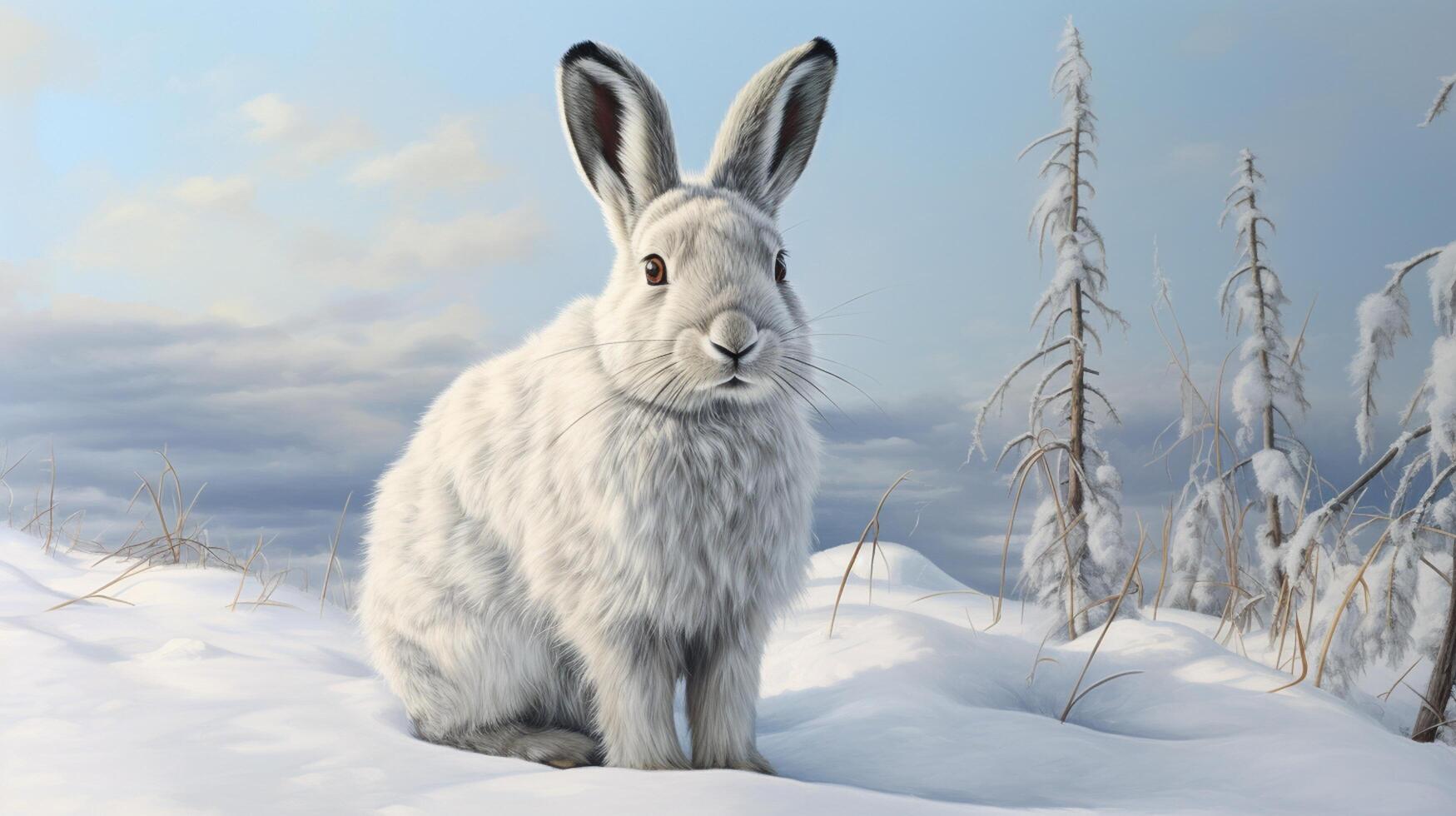 AI generated Snowshoe Hare natura animal wallpaper background photo