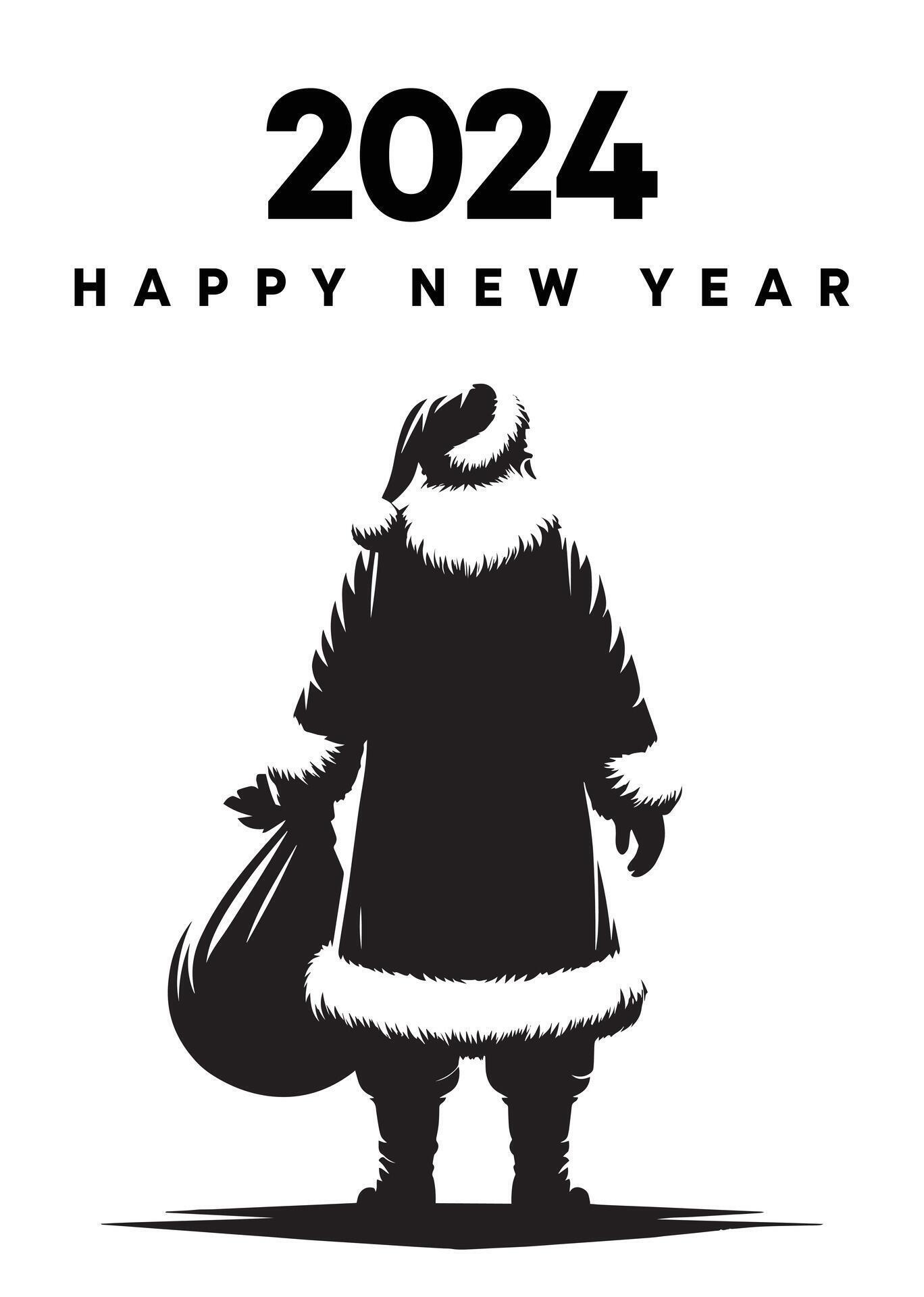Santa Claus abstract silhouette Vector drawing happy new year simple