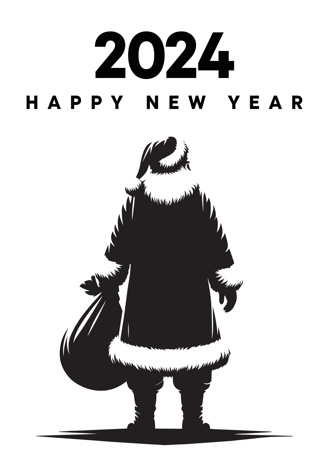 Santa Claus abstract silhouette Vector drawing happy new year simple