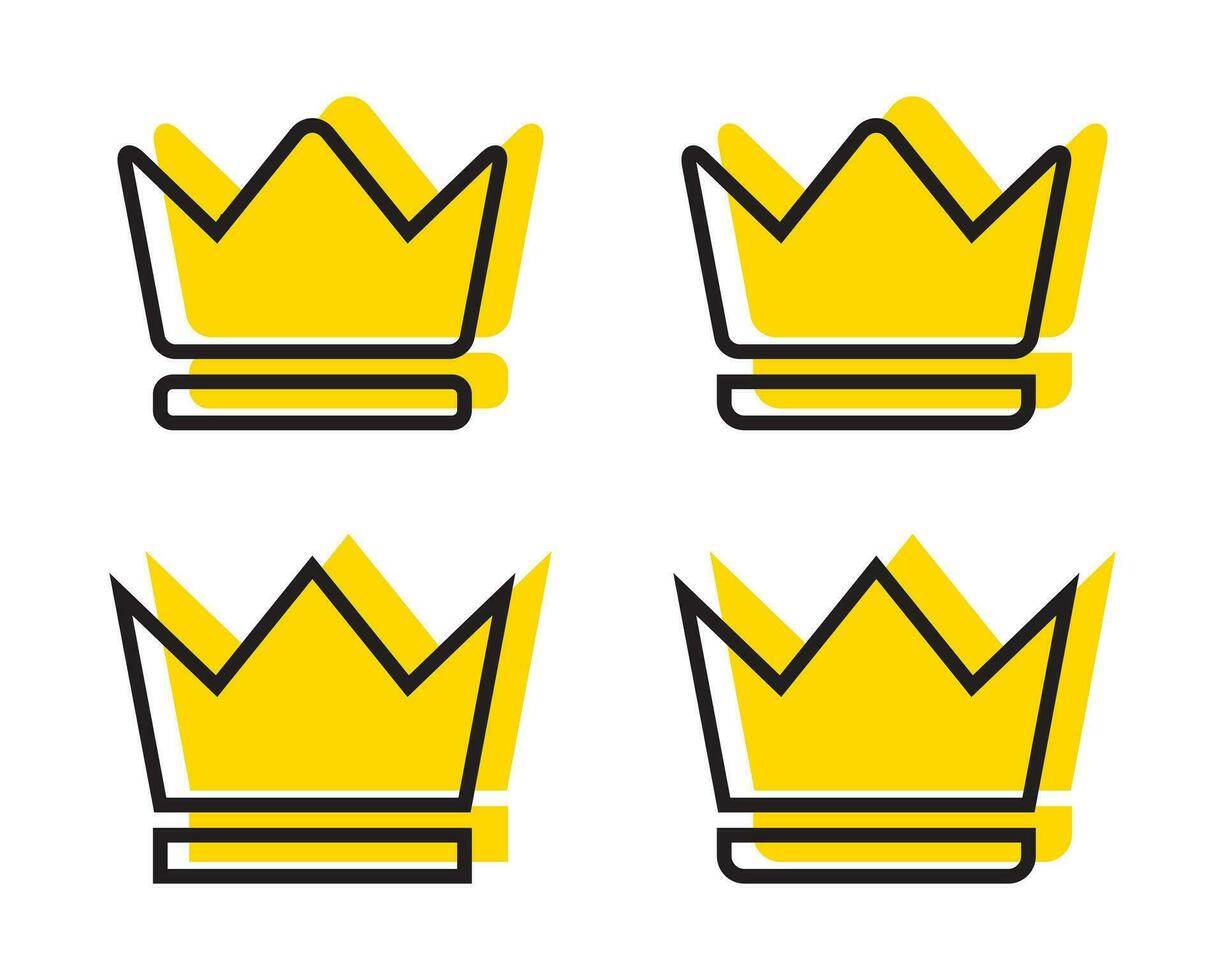 Crown gold color icon vector with line. Premium VIP symbol