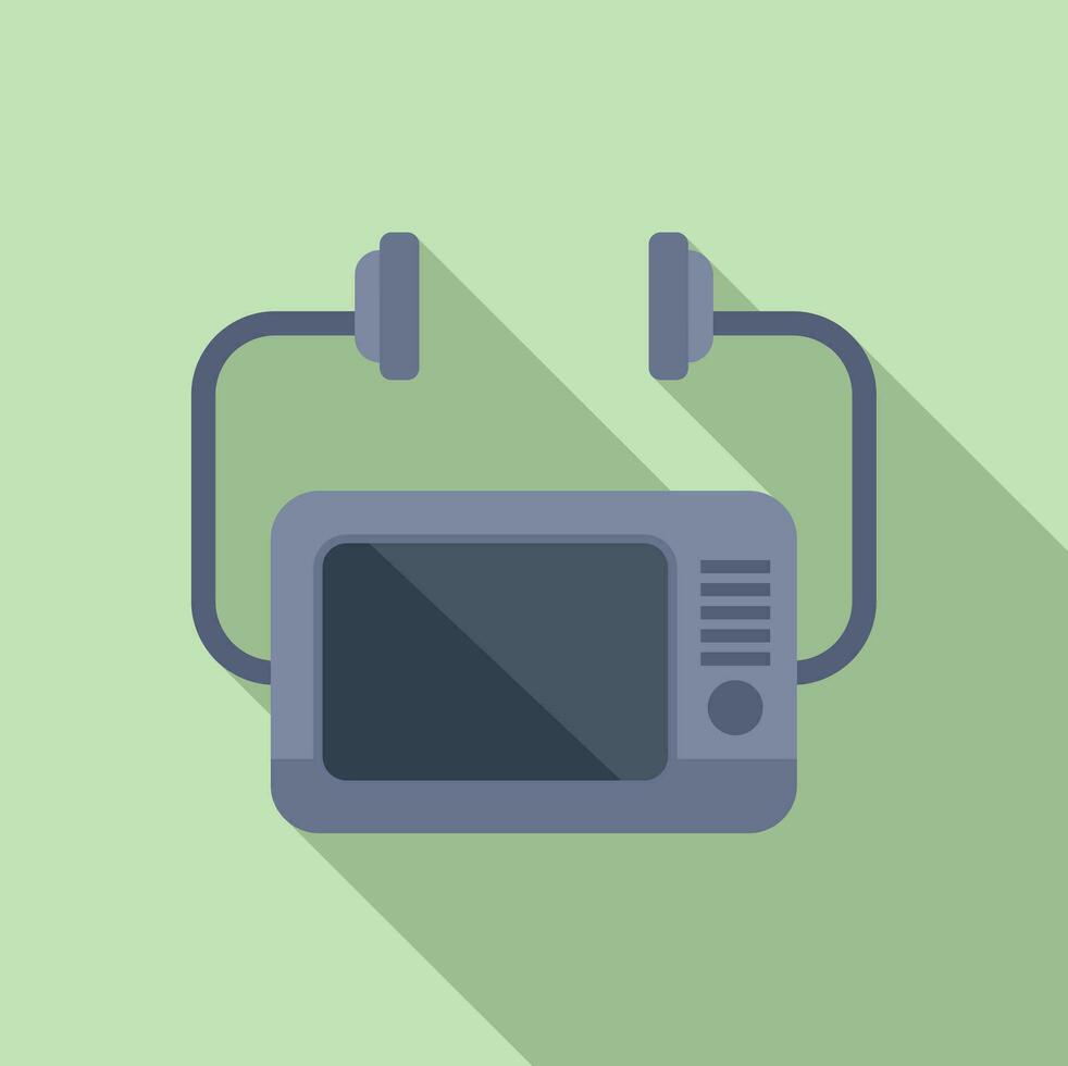 Monitor defibrillator icon flat vector. First aid care vector