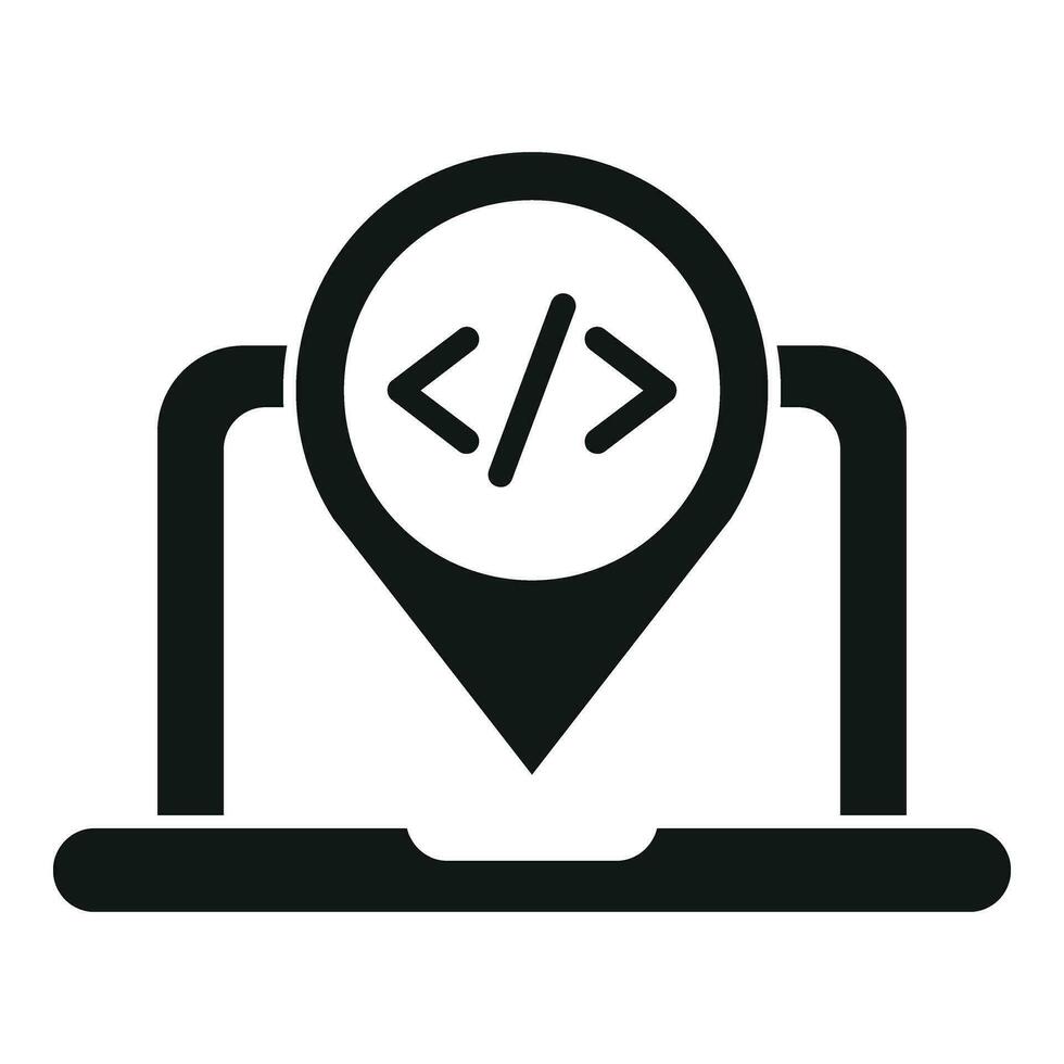 Laptop code read icon simple vector. Gear hosting vector