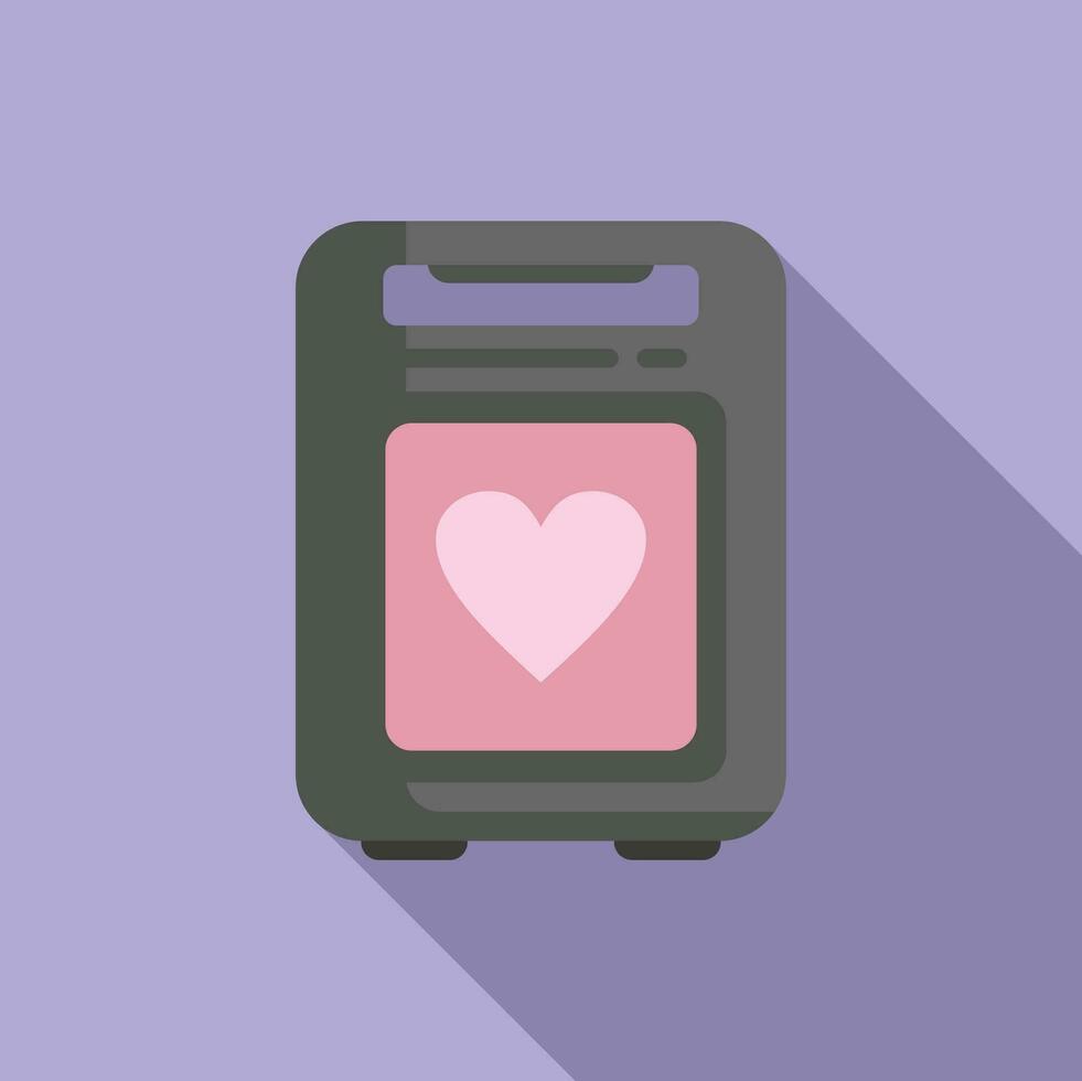 Cardiology defibrillator icon flat vector. Breath cardiac attack vector