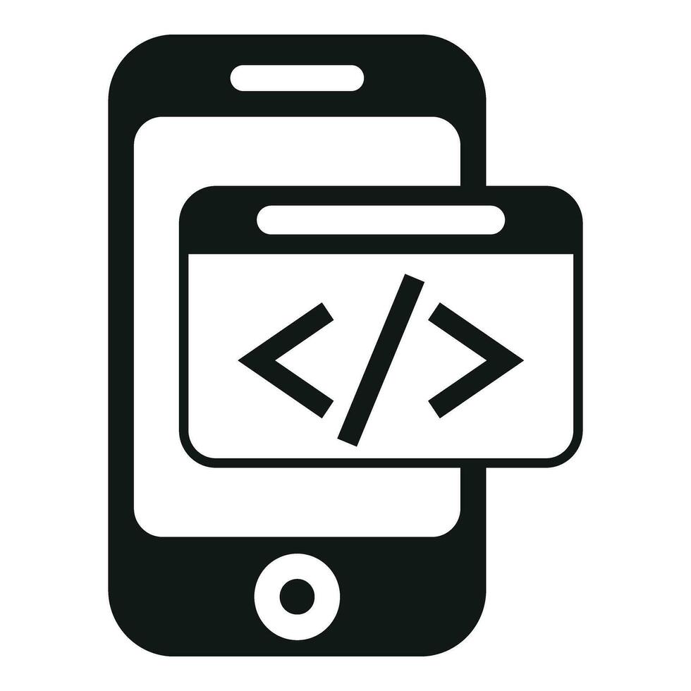 Smartphone code developer icon simple vector. Build team coder vector