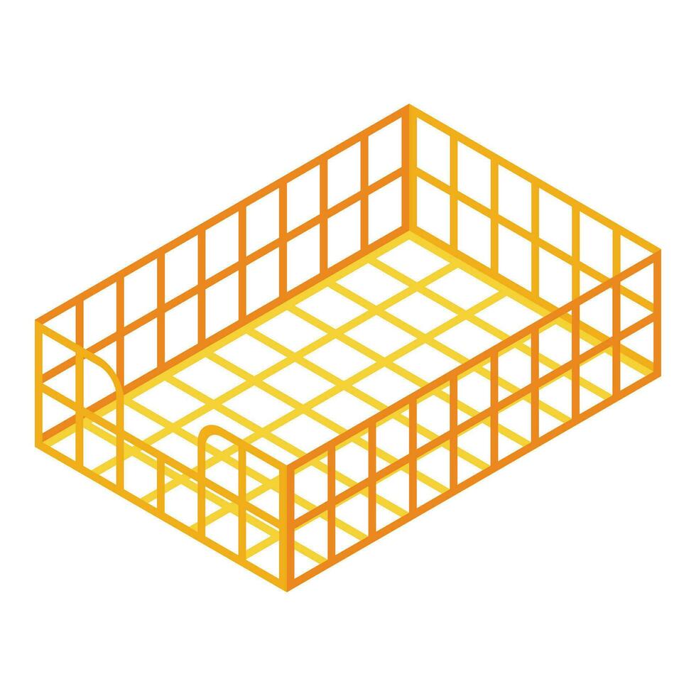Net metal paper tray icon isometric vector. Office unit case vector