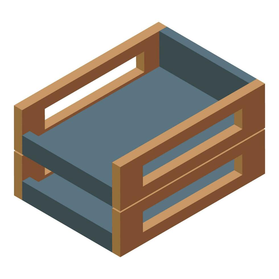Wood paper tray icon isometric vector. Letter data cabinet vector