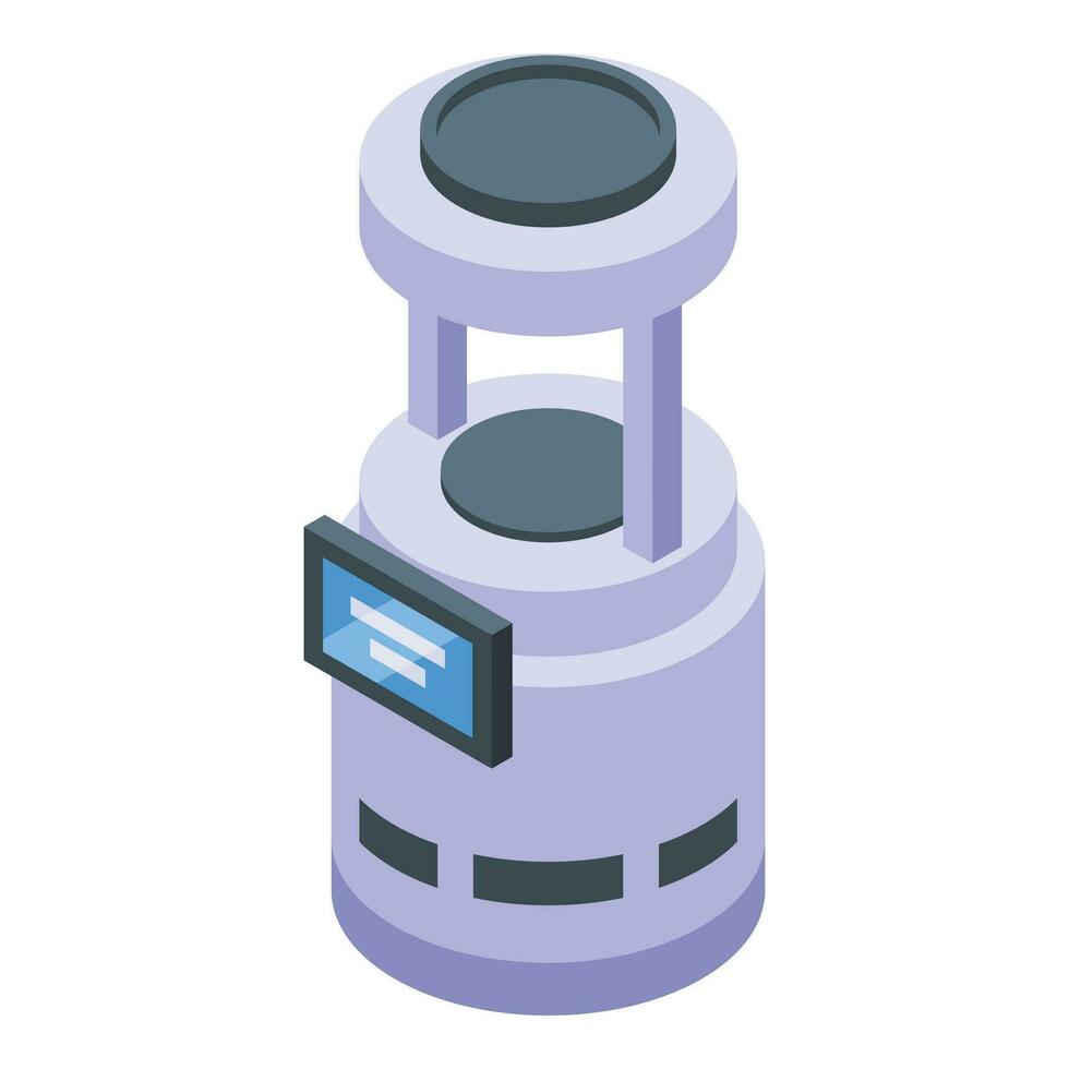 Robot waiter monitor icon isometric vector. Digital ai restaurant vector