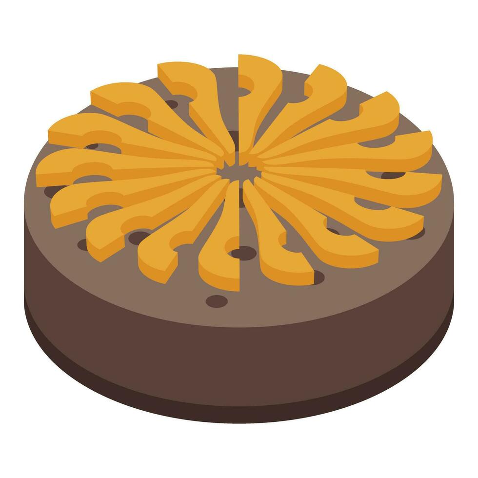 Chocolate pineapple cake icon isometric vector. Cooking fruit calories vector