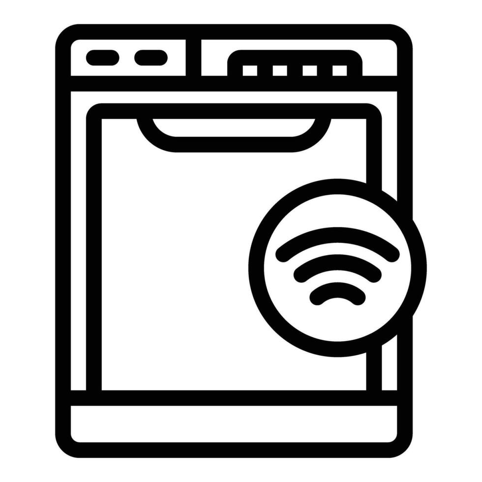 Smart dishwasher icon outline vector. Wireless household machine vector