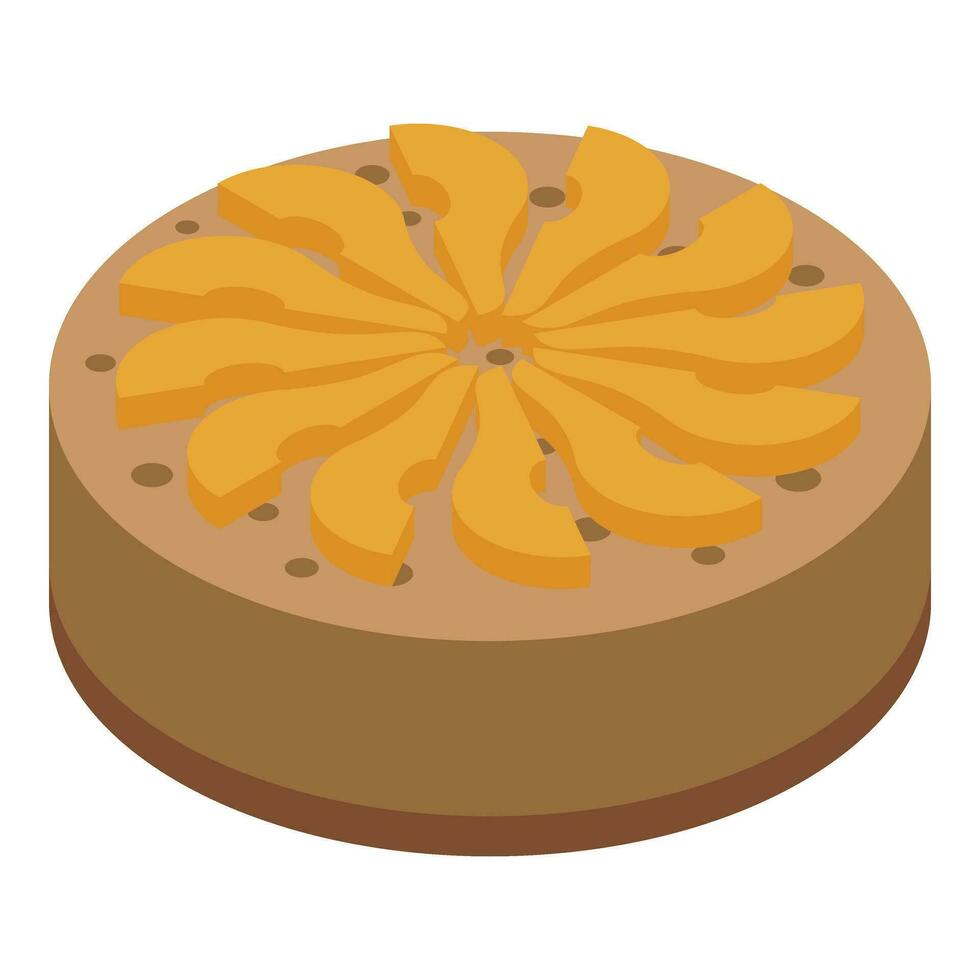 cacao pastel icono isométrica vector. comida horneado postre vector