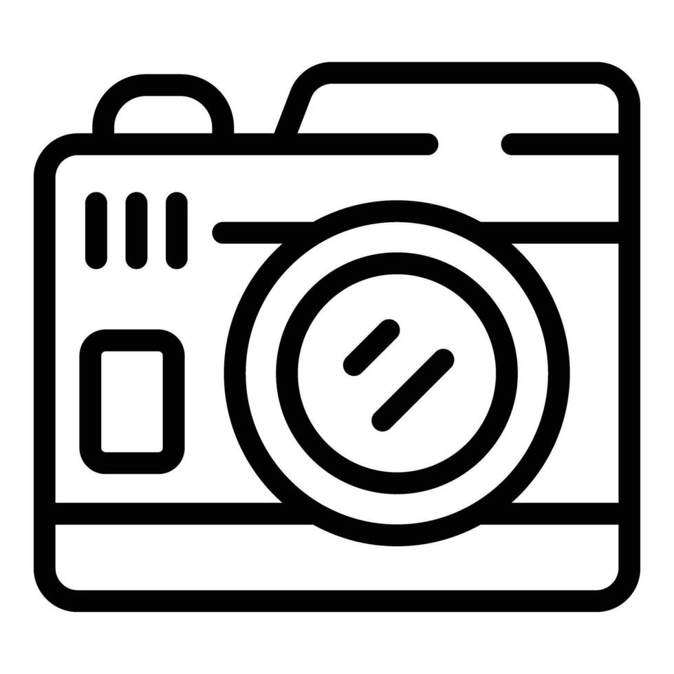 Professional photo camera icon outline vector. Capture images device vector