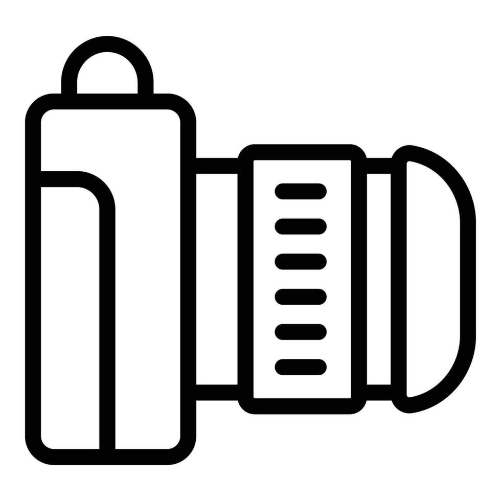 Professional camera lens icon outline vector. Shooting images apparatus vector