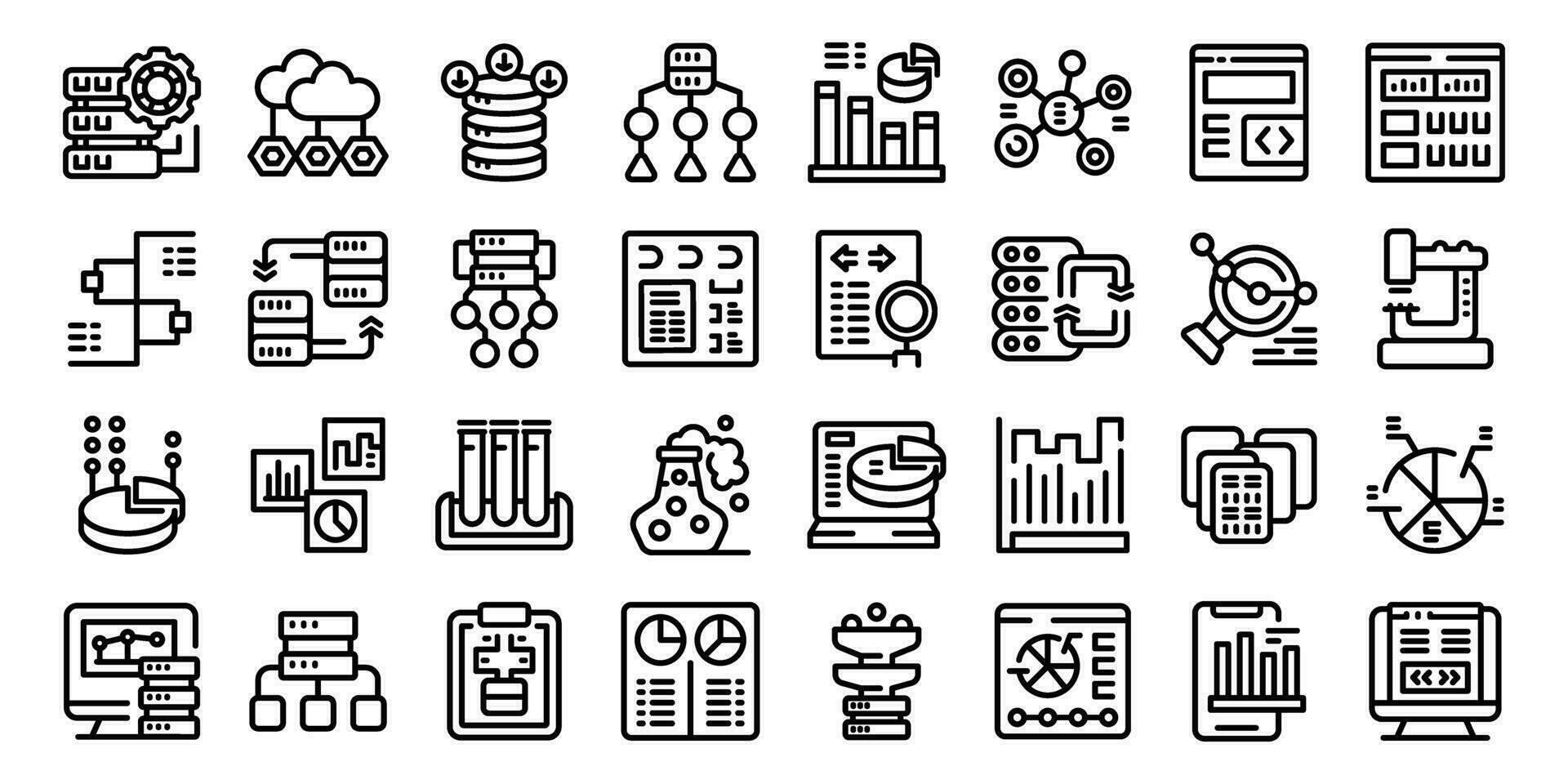 Data scientist icons set outline vector. Man research vector