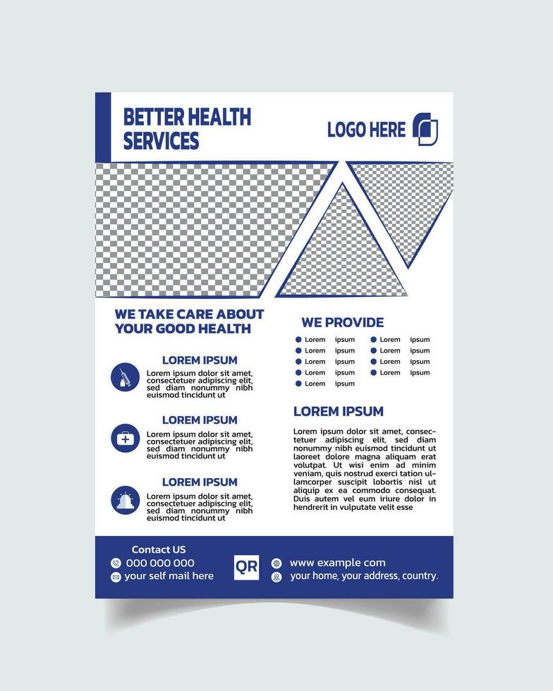 Nursing home flyer, medical flyer template, corporate hospital flyer leaflet vector