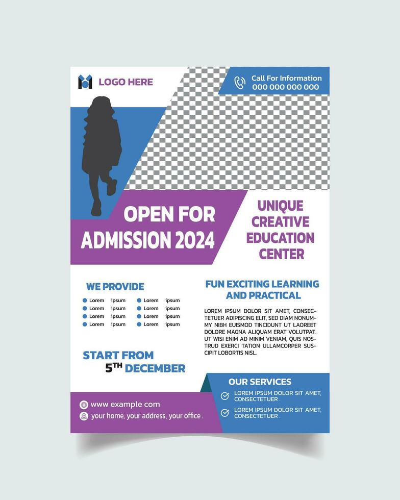 Unique creative Education Flyer Template or Modern School Leaflet A4 vector