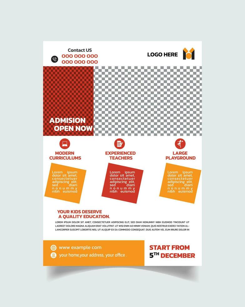 School and Education Flyer Template Design or Study Leaflet vector