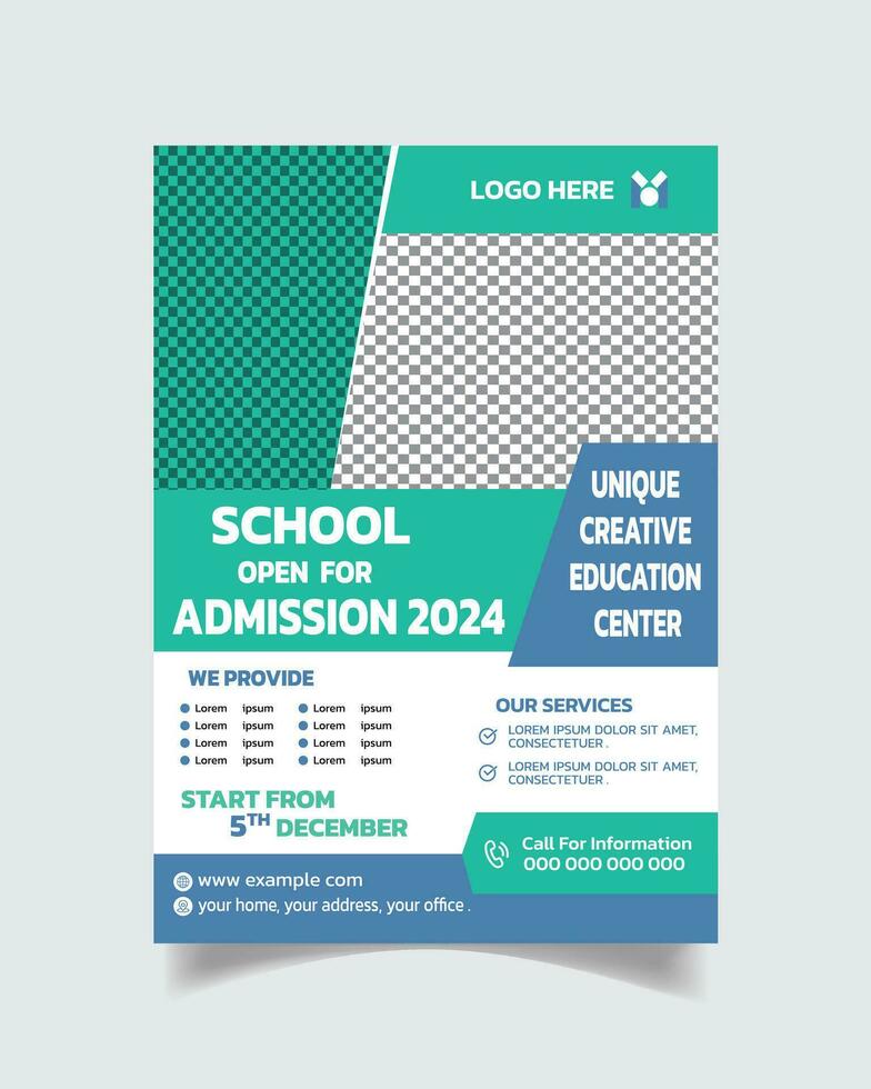 Kids School Creative Flyer Template or Modern Education Leaflet A4 vector