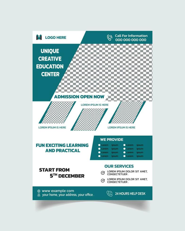 Education Flyer Template Design or Creative School Leaflet A4 vector