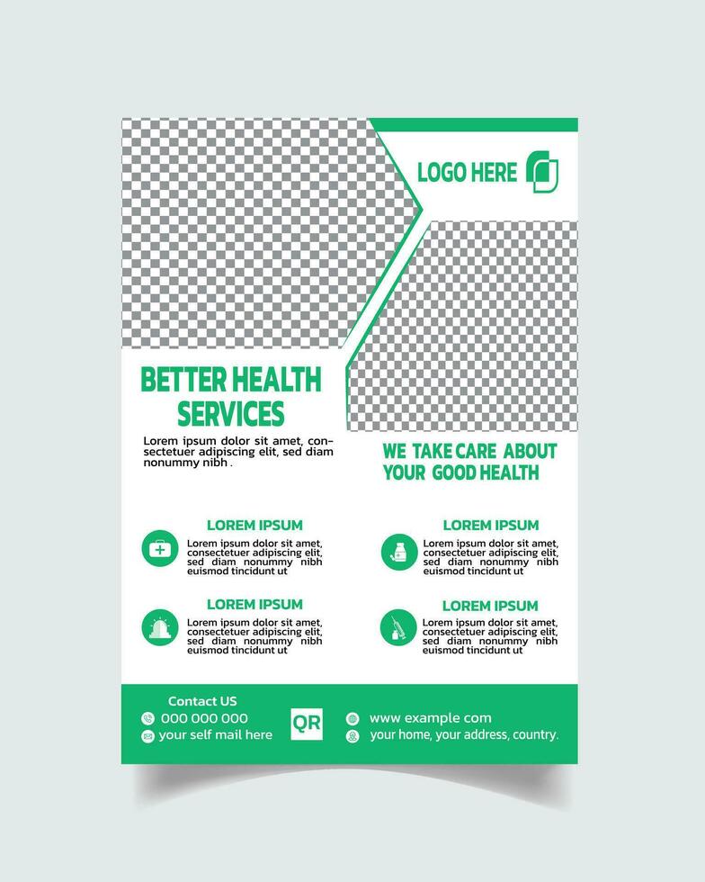 Modern clinic flyer, medical creative flyer template, corporate healthcare flyer leaflet a4 vector