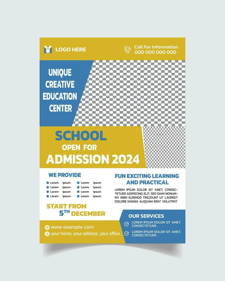 Unique Kids School Flyer Template or Modern School Leaflet A4 vector