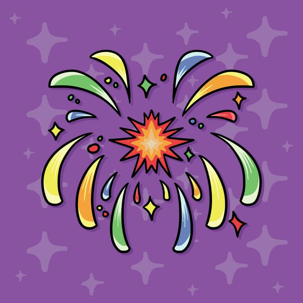 Cartoon vector illustration of Fireworks. New year's eve vector illustration