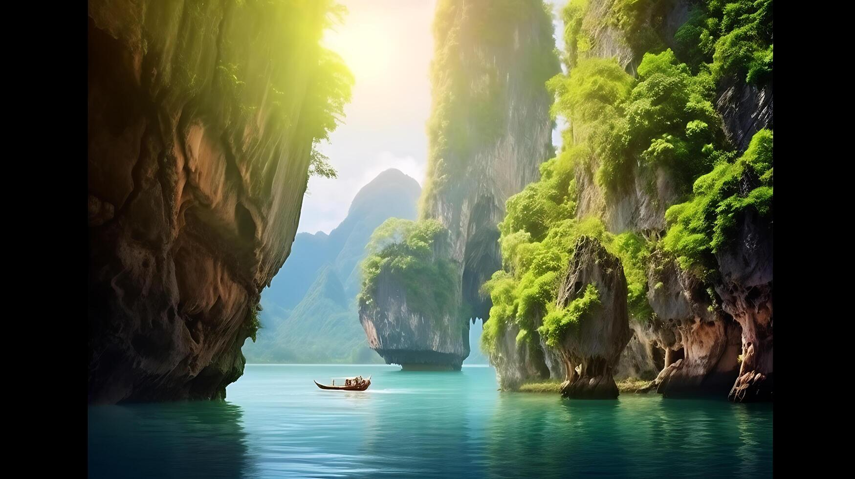 AI generated couple of boats beautiful nature photo