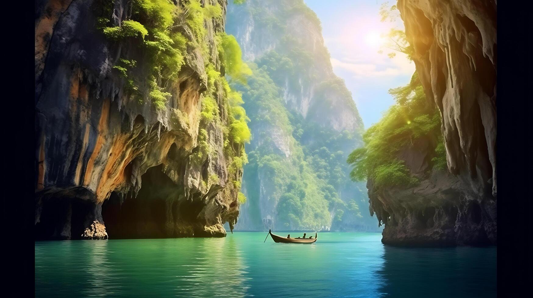 AI generated couple of boats beautiful nature photo