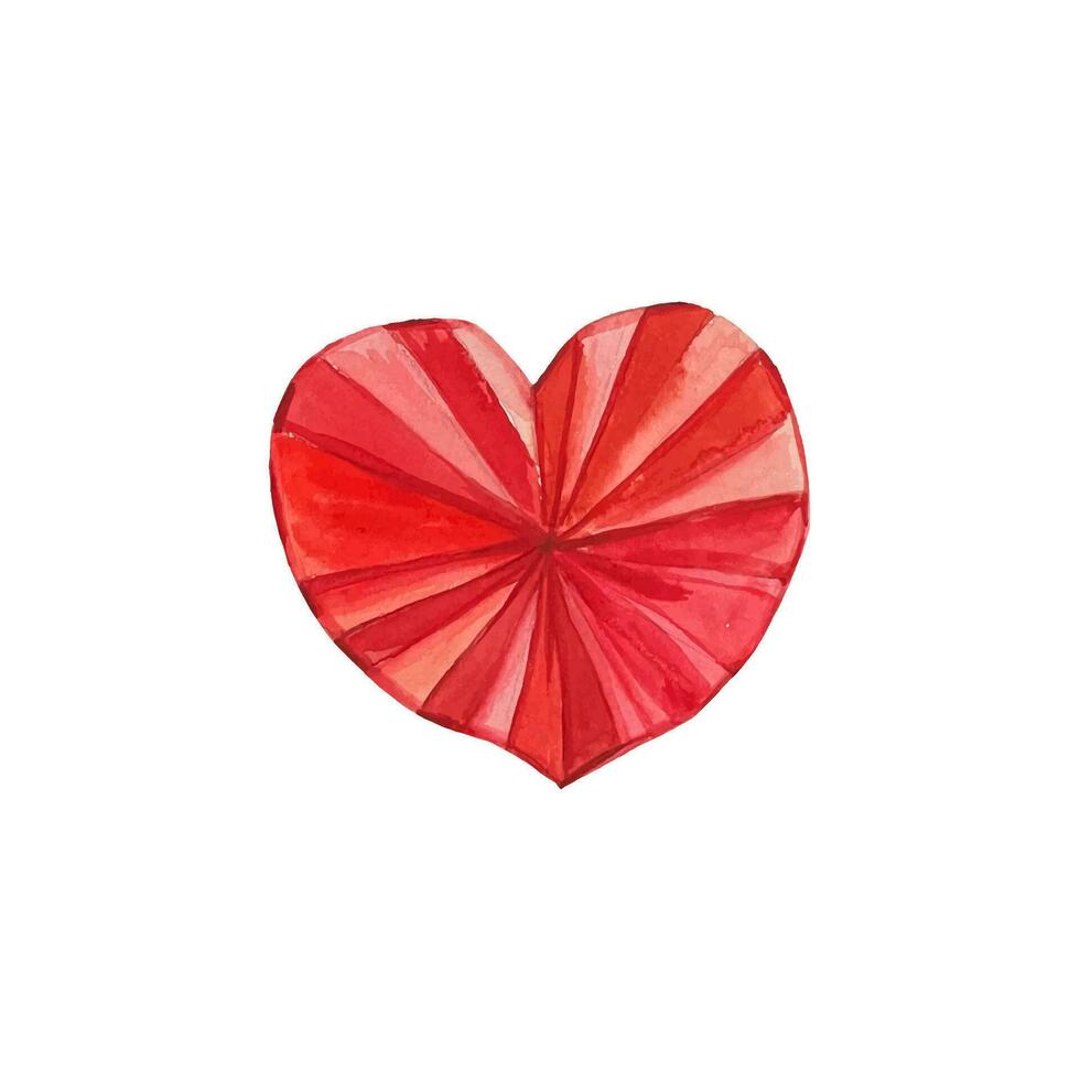 Watercolor paper red heart vector