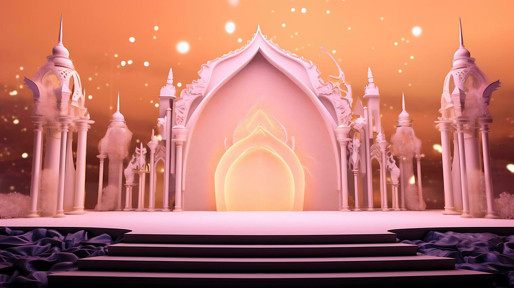 AI generated Islamic Stage religion background photo