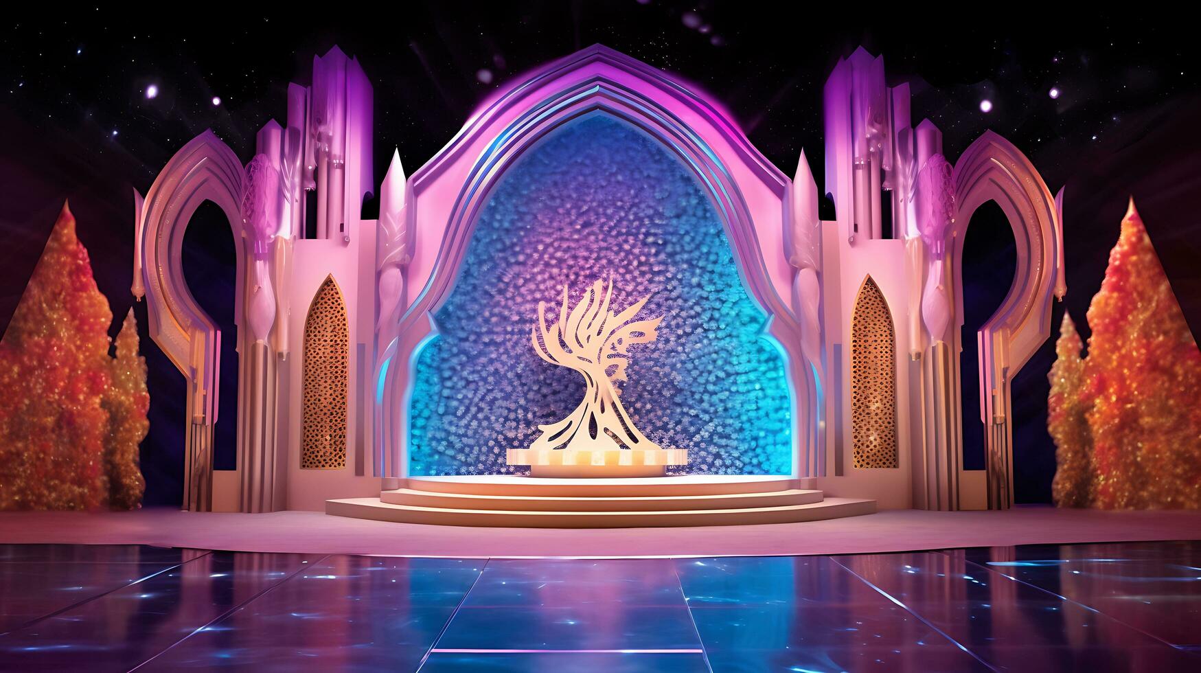 AI generated Islamic Stage religion background photo