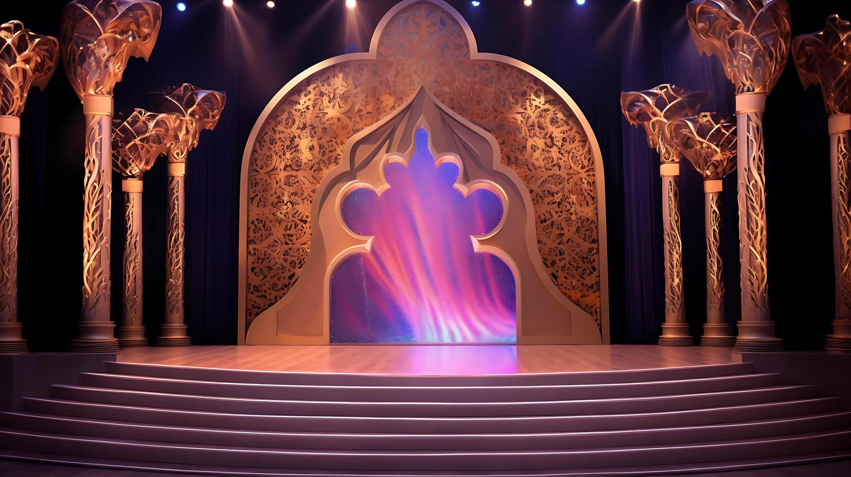 AI generated Islamic Stage religion background photo