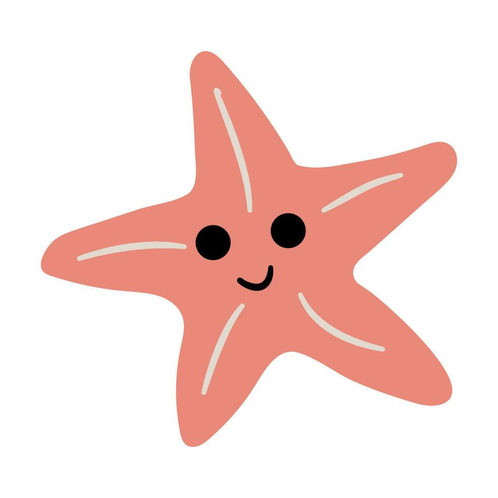 linda mano dibujado estrella de mar. blanco fondo, aislar. vector