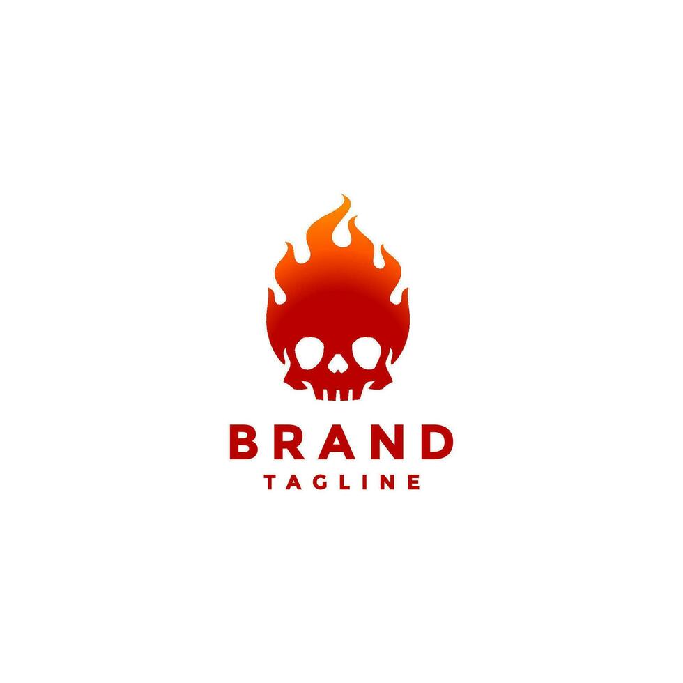 rojo cráneo en llamas logo diseño. rojo cráneo con ardiente cabeza logo diseño. vector