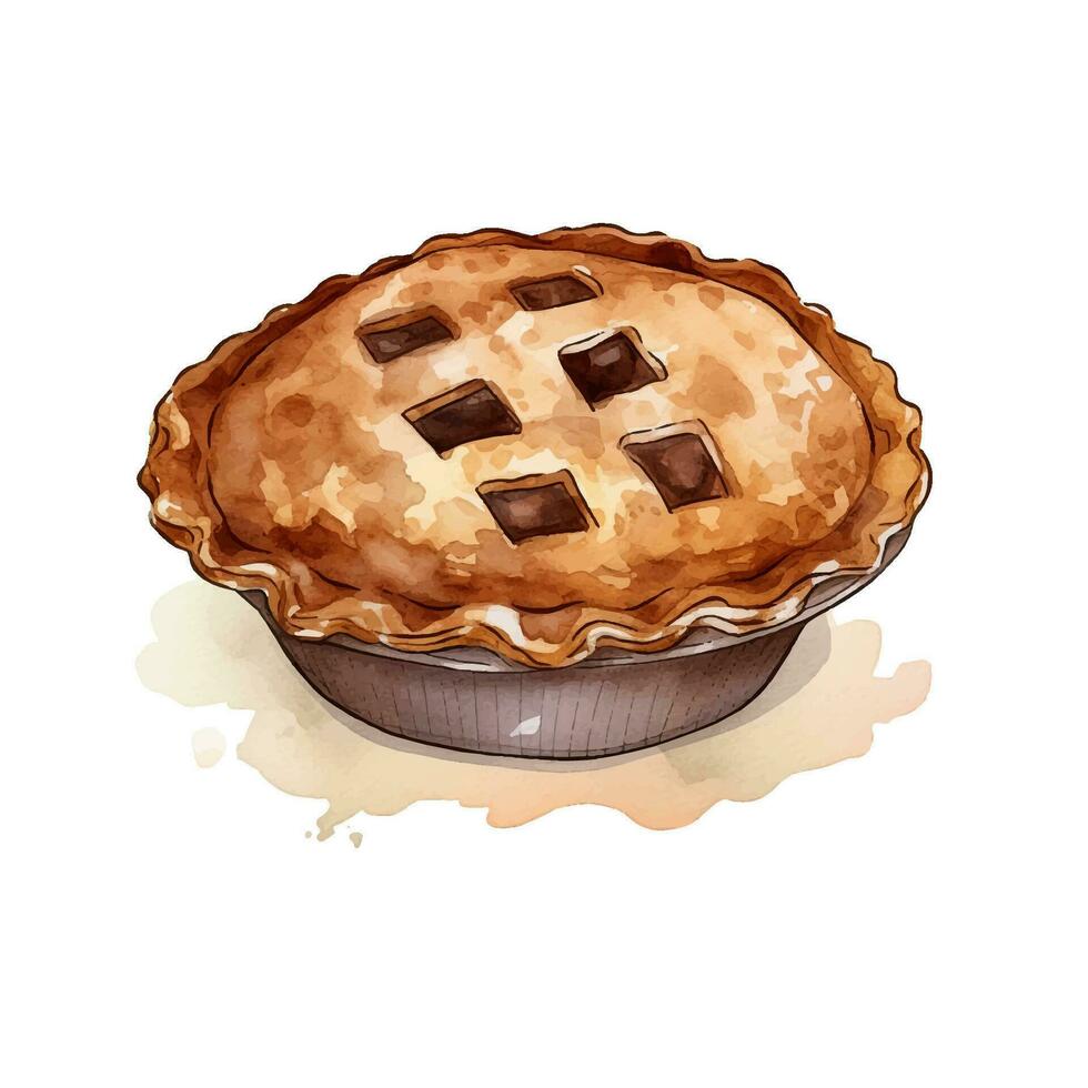 AI generated Watercolor berry pie. Isolated food vector illustration on white background