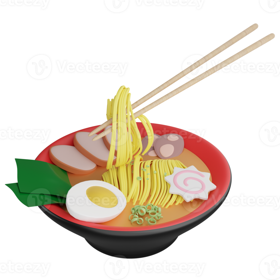 Ramen clipart flat design icon isolated on transparent background, 3D render food and beverage concept png