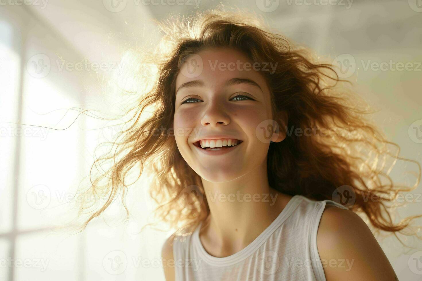 AI generated cute little girl happy perfect smile photo