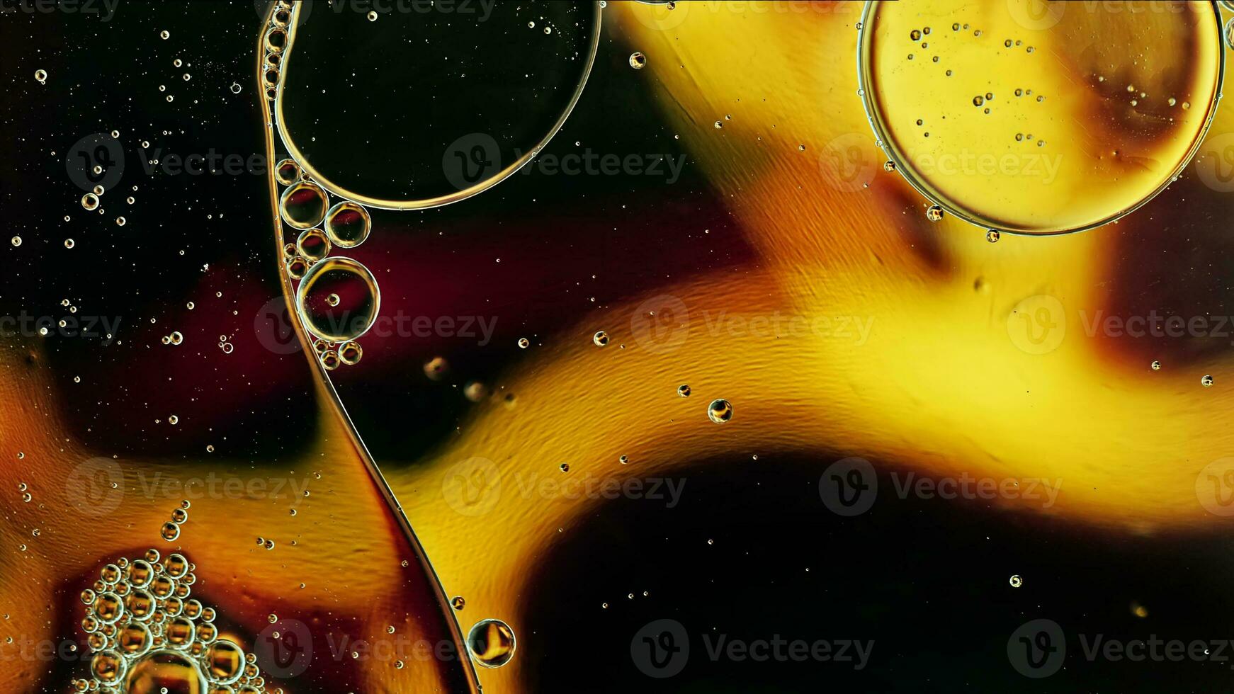 Abstract Colorful Food Oil Drops Bubbles and spheres Flowing on Water Surface photo