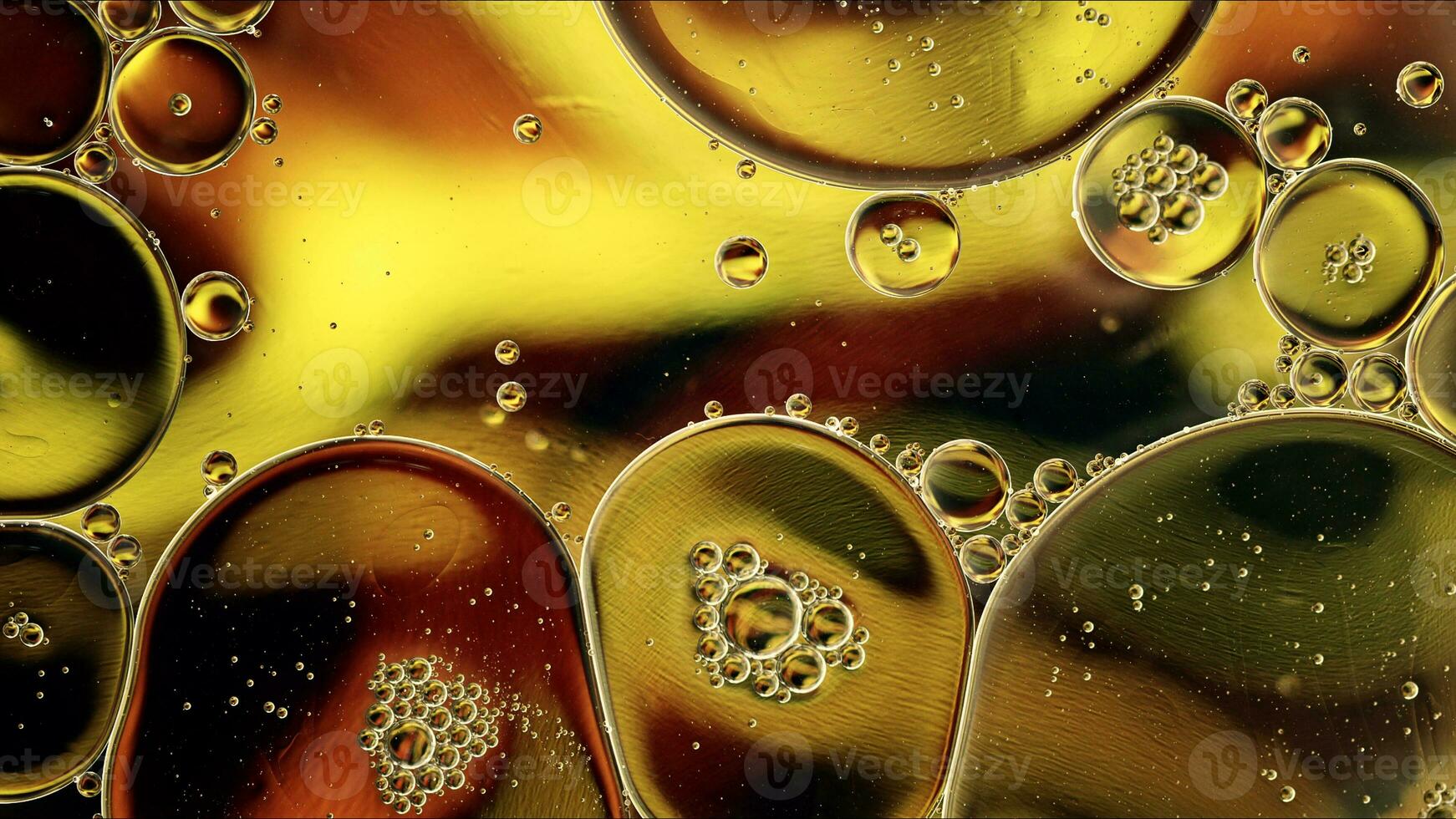 Abstract Colorful Food Oil Drops Bubbles and spheres Flowing on Water Surface photo