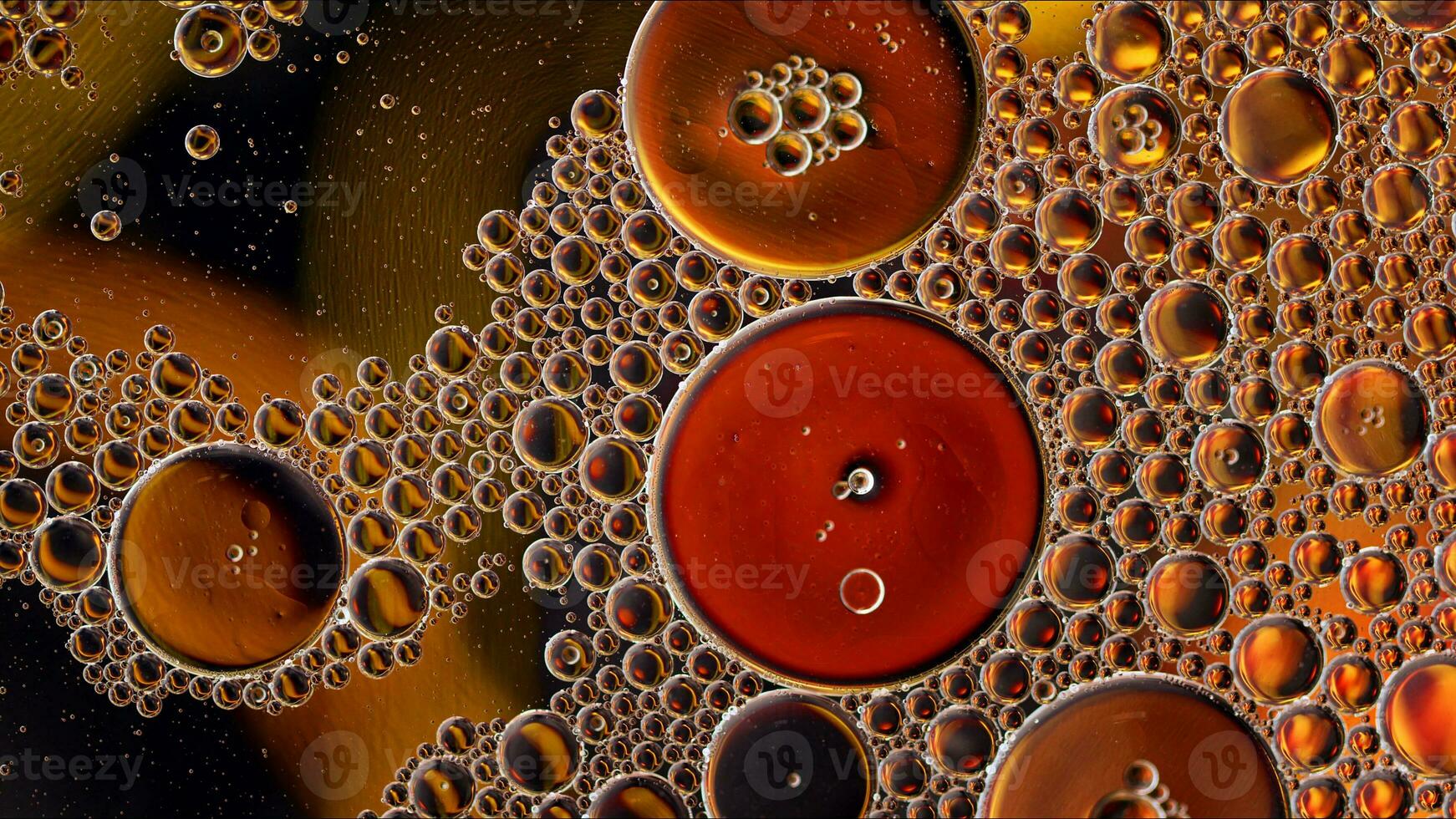 Abstract Colorful Food Oil Drops Bubbles and spheres Flowing on Water Surface photo