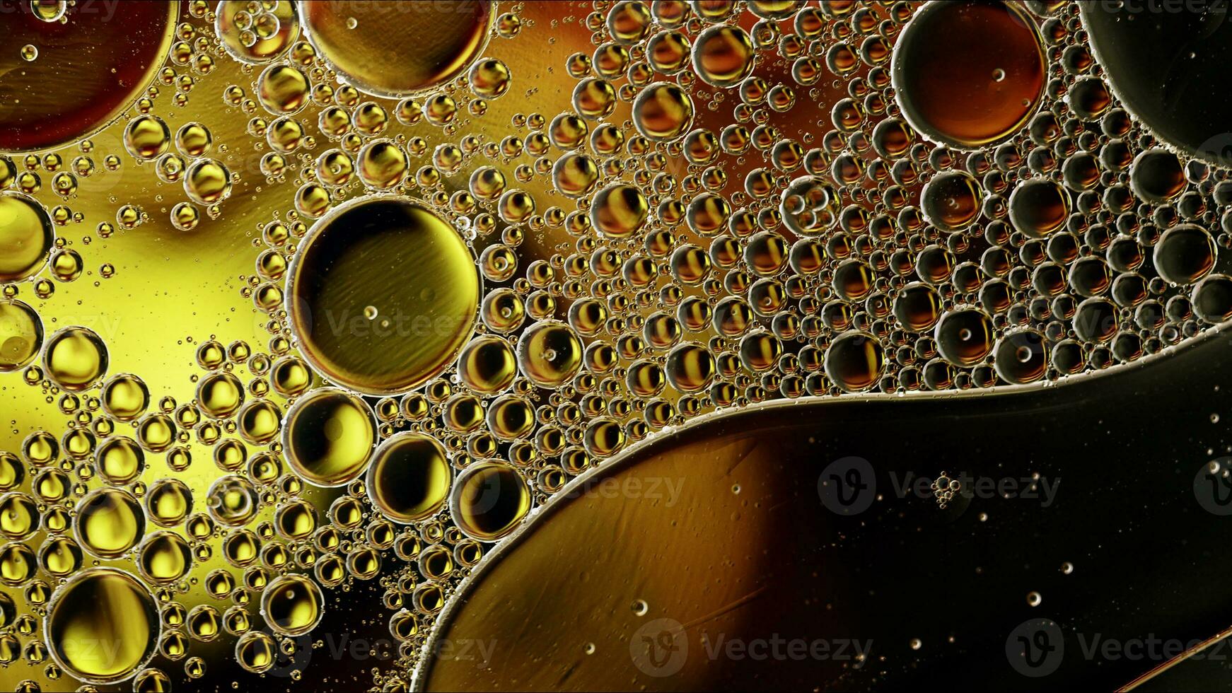 Abstract Colorful Food Oil Drops Bubbles and spheres Flowing on Water Surface photo