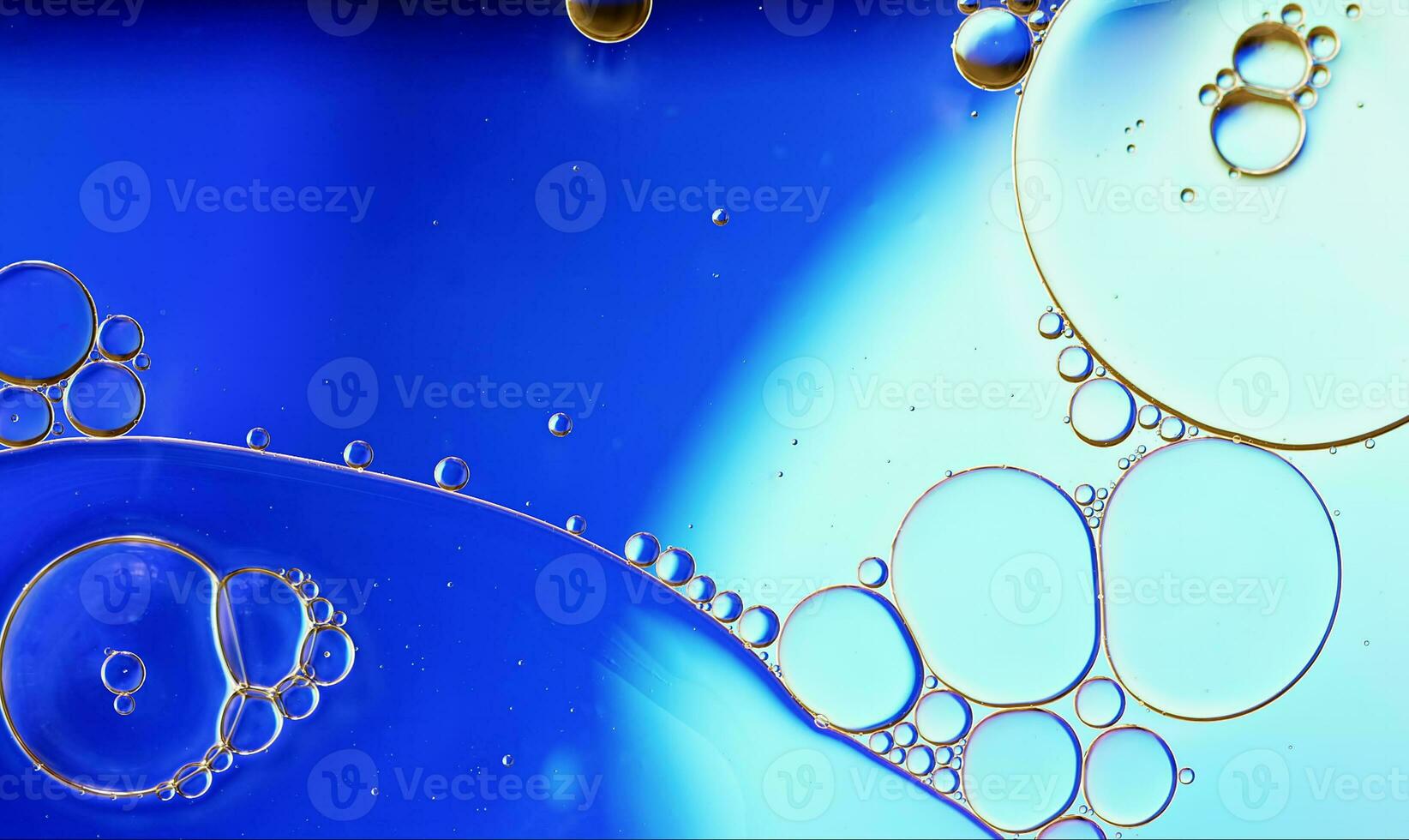 Abstract Colorful Food Oil Drops Bubbles and spheres Flowing on Water Surface photo