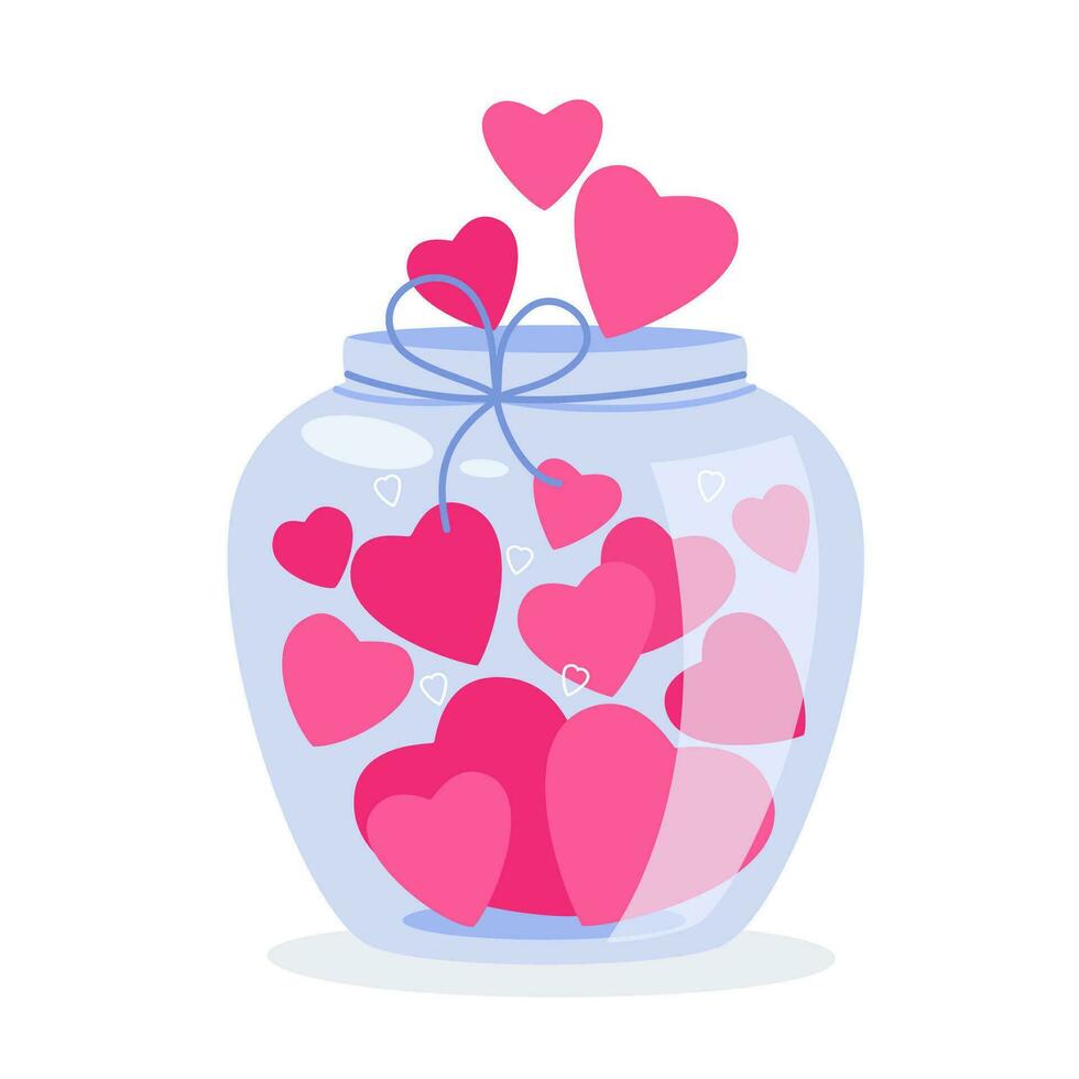Heart in a glass jar. The concept of love, support, subsidies. Vector illustration.